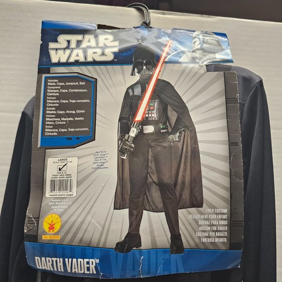 New Kid Child Star Wars Darth Vader Black Costume Mask Large 12 -14 Rubies 8-10 - Picture 2 of 14